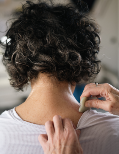 A natural technique using gua sha tool for muscle relaxation, relieving tension, and improving blood flow